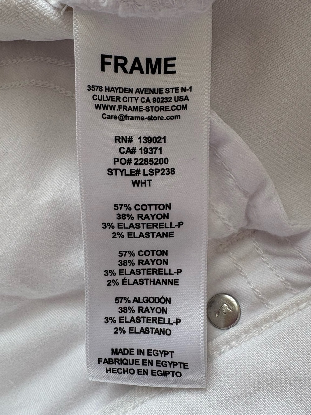Frame Le Slim Palazzo Denim White Size 26 Blanc Full Length Jeans - Picture 10 of 10